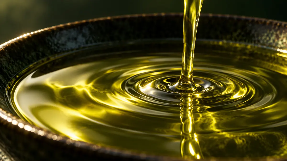 L'olio extravergine che scende in una ciotola
